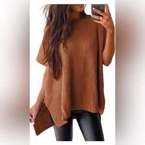 Ribbed Knit Dolman Sweater in Terracotta~stock pic for reference